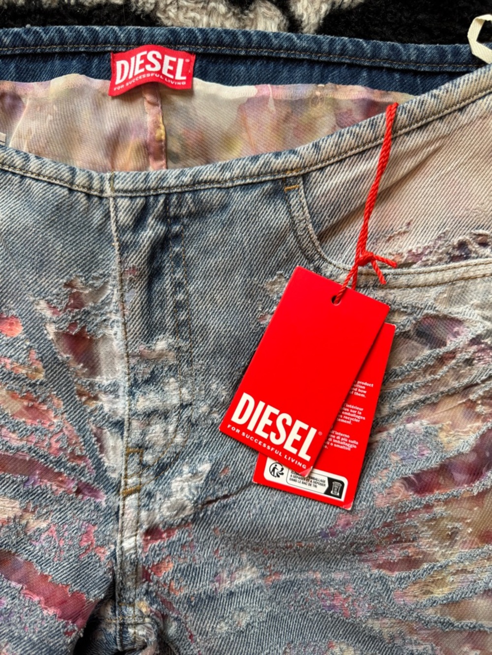 Diesel Light Wash Flare Jeans with Multicolor Paint Splatters - Picture 2 of 4